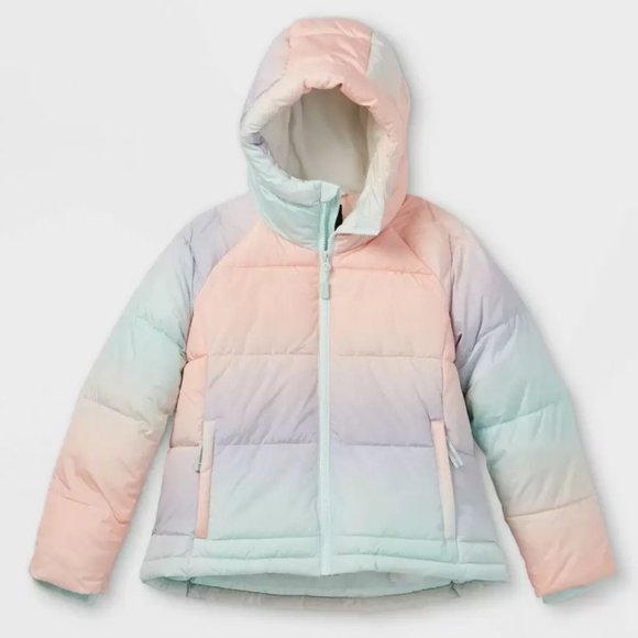 all in motion | Jackets & Coats | New Girls Pastel Rainbow Puffer ...